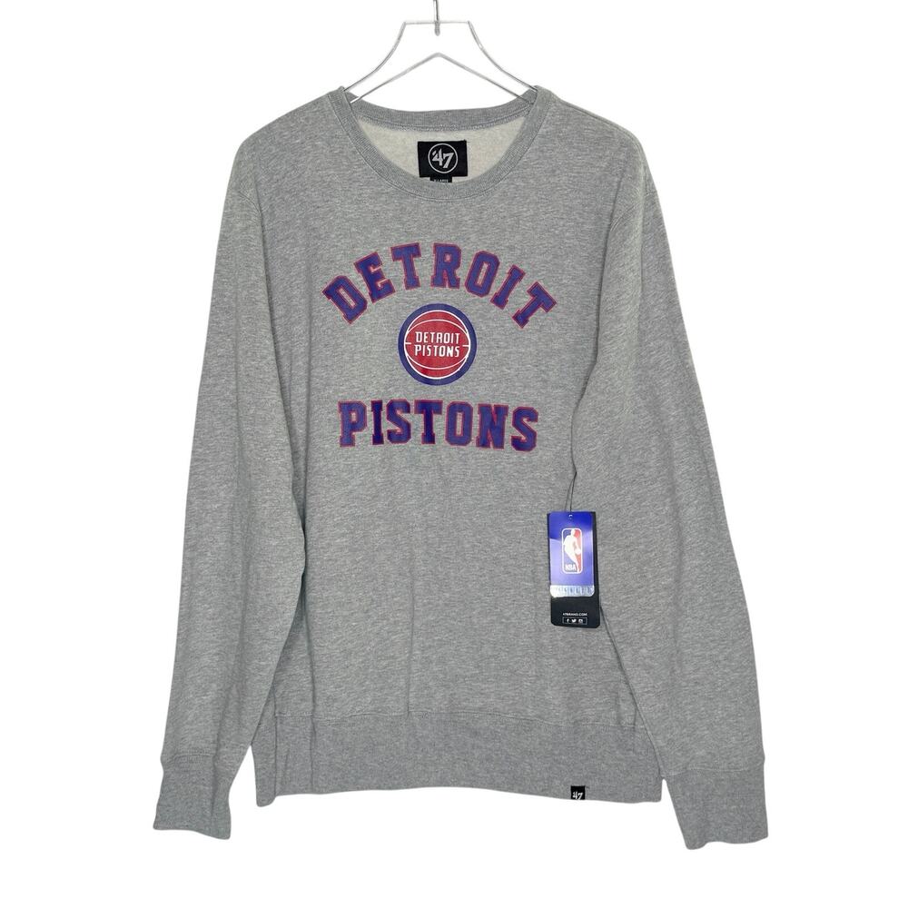 NBA 47 Brand Detroit Pistons Sweatshirt XL NEW Mens Gray Crewneck Basketball